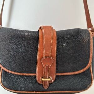Vintage Dooney & Burkey Black and Brown Leather Shoulder Bag